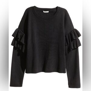 H&M Black Ruffle Sleeve Sweater - Size XS